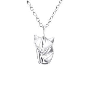 Sterling Silver Origami Fox Necklace